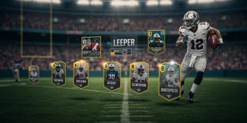 Fantasy football draft board highlighting potential 2025 sleeper picks with glowing player cards