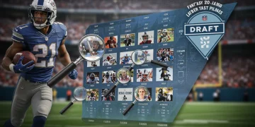 Fantasy football draft board highlighting late-round picks, with a magnifying glass over potential hidden gems.