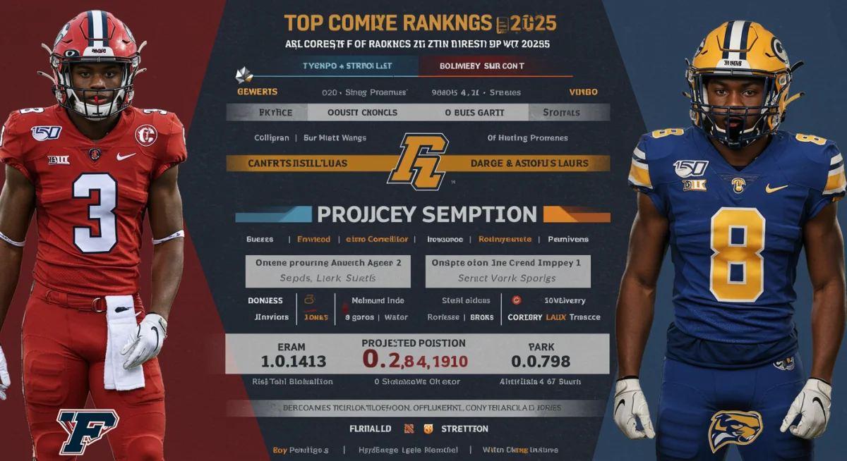 Infographic detailing top 2025 college football prospects and their projected impact.