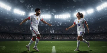 Two American soccer stars celebrating million-dollar contract deals in early 2025, showing financial success.