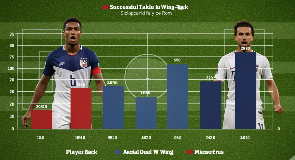 Bar chart comparing defensive metrics of three US wing-backs