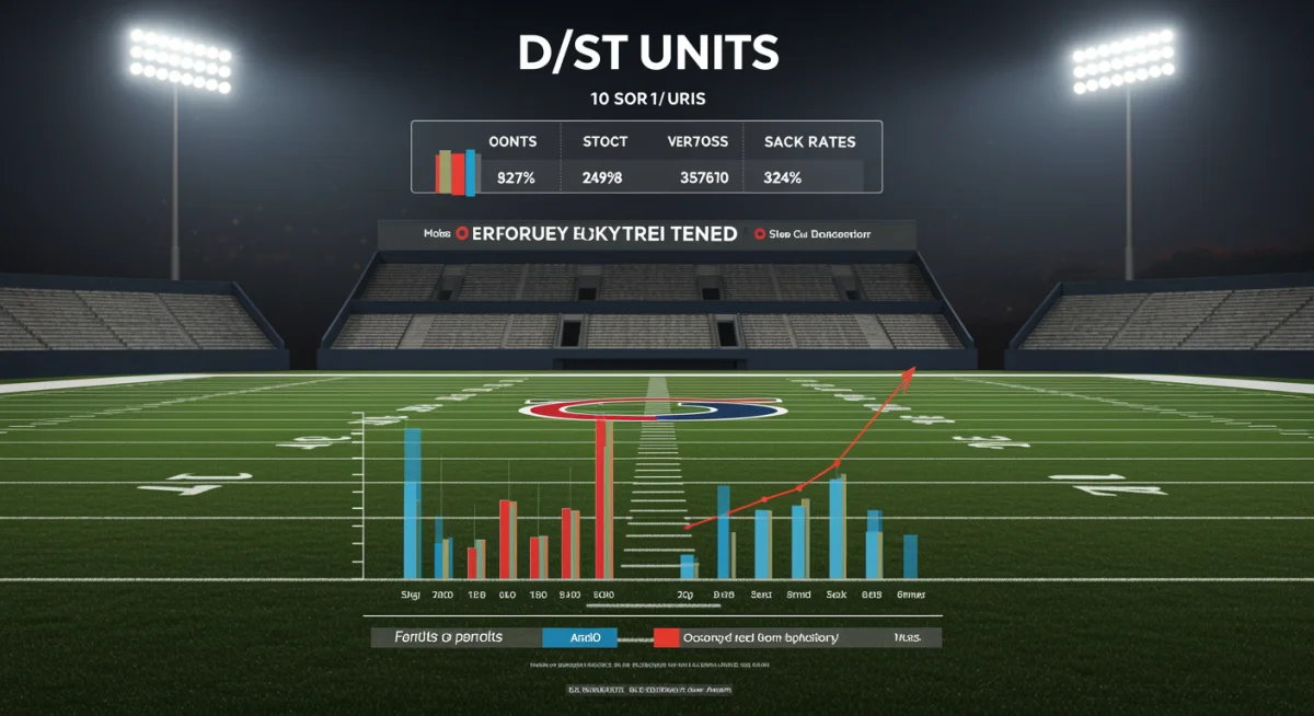 Statistical trends for defense and special teams units on a football field graphic