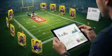 Fantasy football manager analyzing injury reports for 2025 season