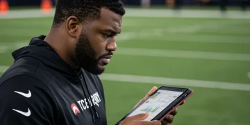 Focused player analyzing fantasy football waiver wire for 2025