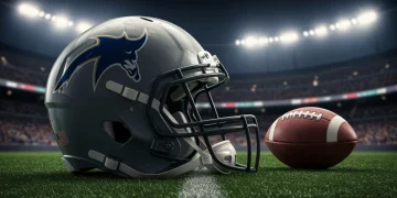 Football helmet with glow, symbolizing strategic fantasy football planning