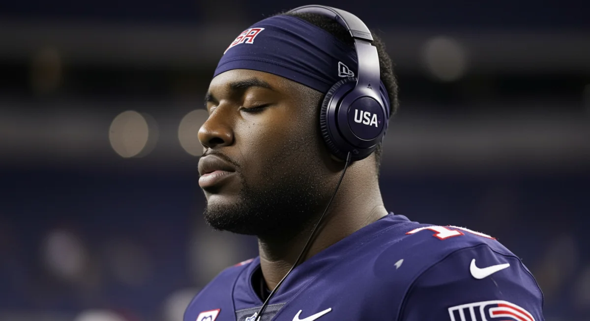 Football player meditating for mental preparation