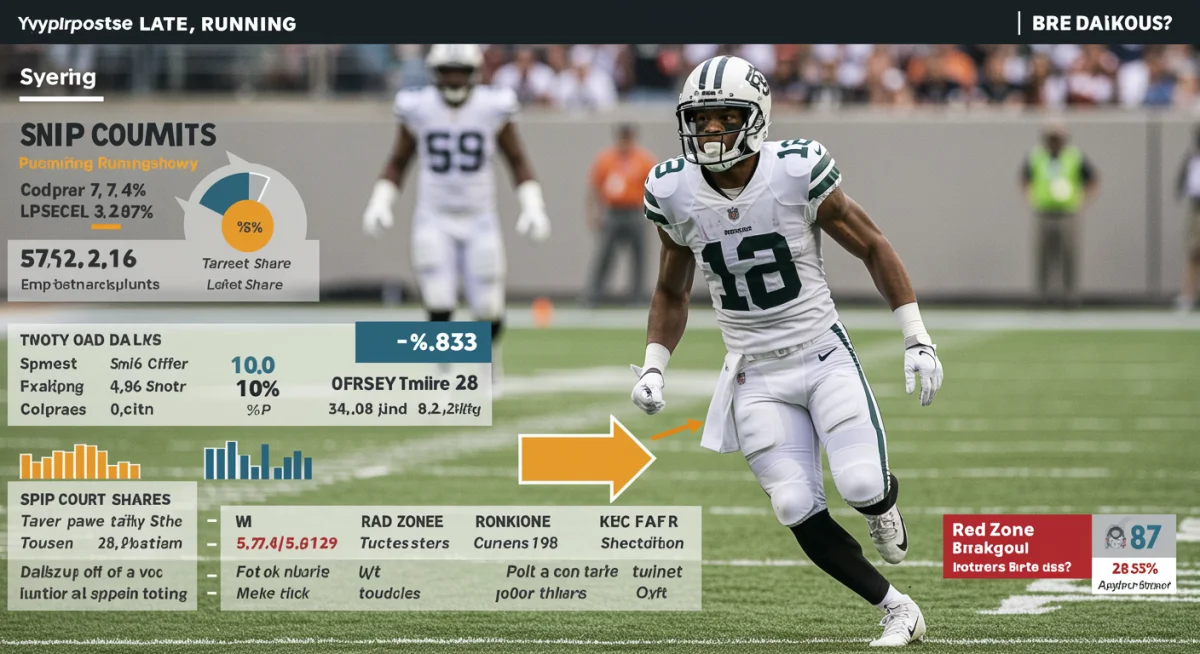 Infographic displaying key metrics for a potential late-round fantasy football sleeper pick.