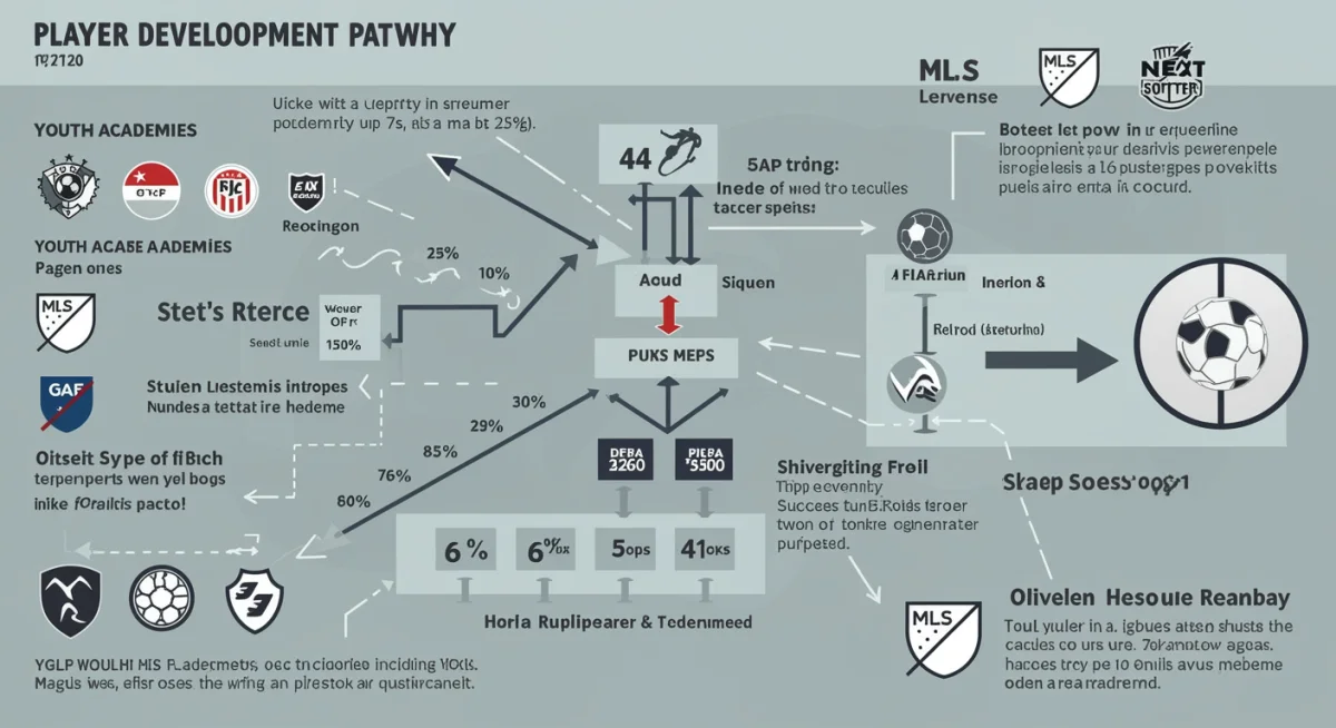 Player development pathway graphic showing progression from youth to MLS Next Pro and MLS.