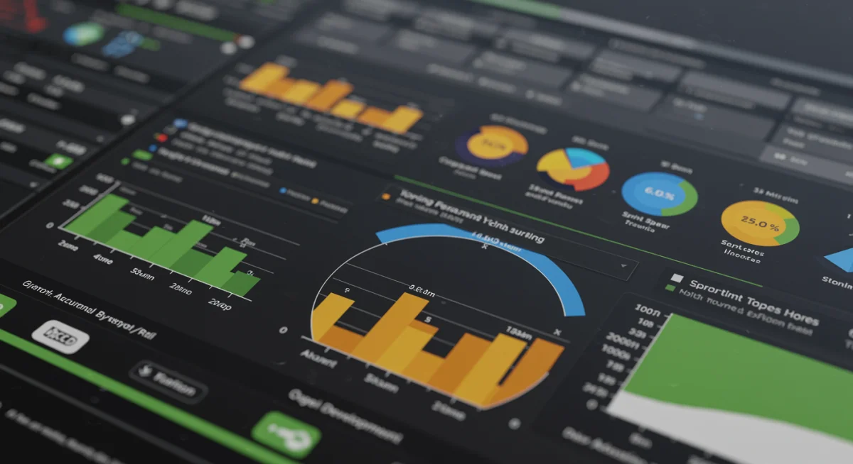 Data analytics dashboard showing youth soccer player performance metrics and development trends.