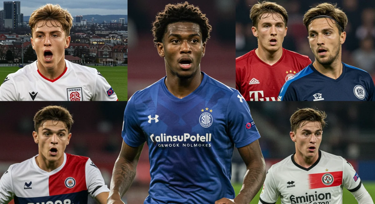 Six promising American defenders showcased in a collage, highlighting their potential for European top flights.