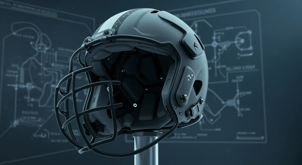 Internal view of a smart football helmet with impact sensors