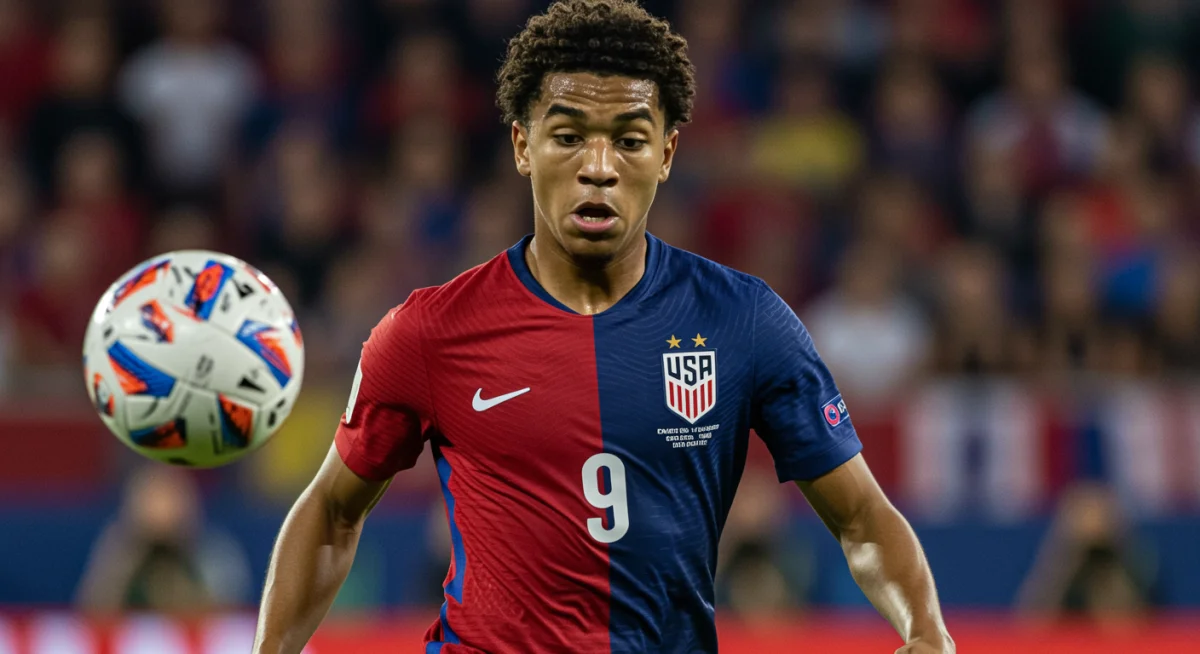 Young American soccer talent demonstrating focus and potential on the field.