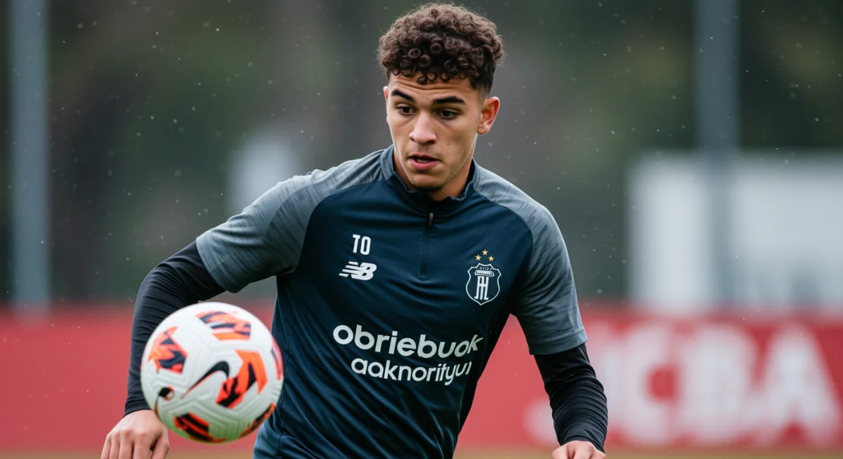 Young USMNT midfielder intensely dribbling during training, showcasing skill and focus.