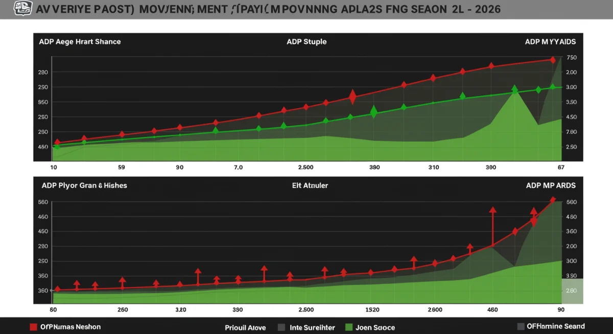 Chart showing significant ADP shifts for top fantasy football players between 2025 and 2026.