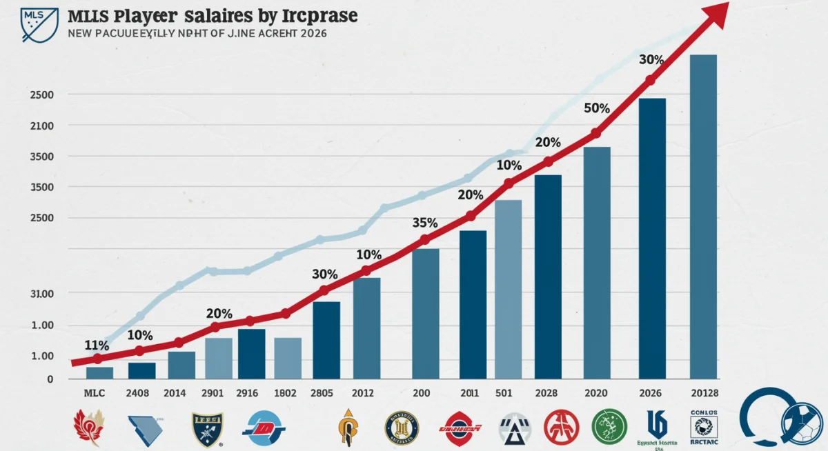 Infographic showing the projected 10% increase in MLS player salaries by 2026 due to expansion.